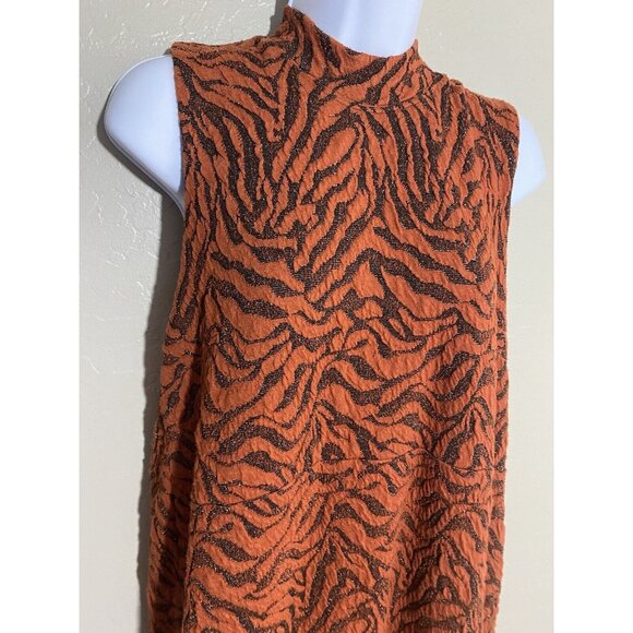 Anthropologie Dress Orange BRIGITTE Jacquard Tiger Shift Size Large - Picture 3 of 6